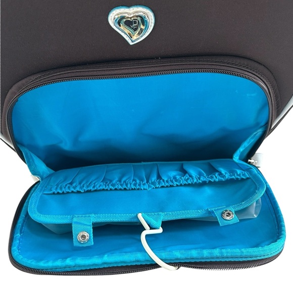 Diane Von Furstenberg brown + white trim rolling travel luggage suitcase 22x13" - Picture 8 of 12